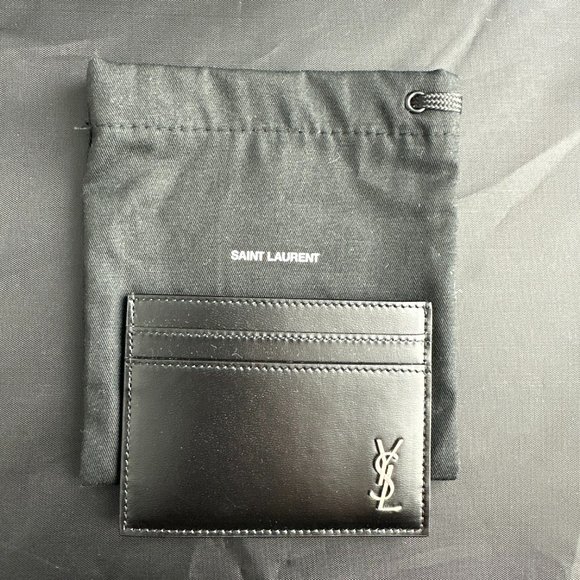 Saint Laurent YSL Black Leather Card Case *NEW*